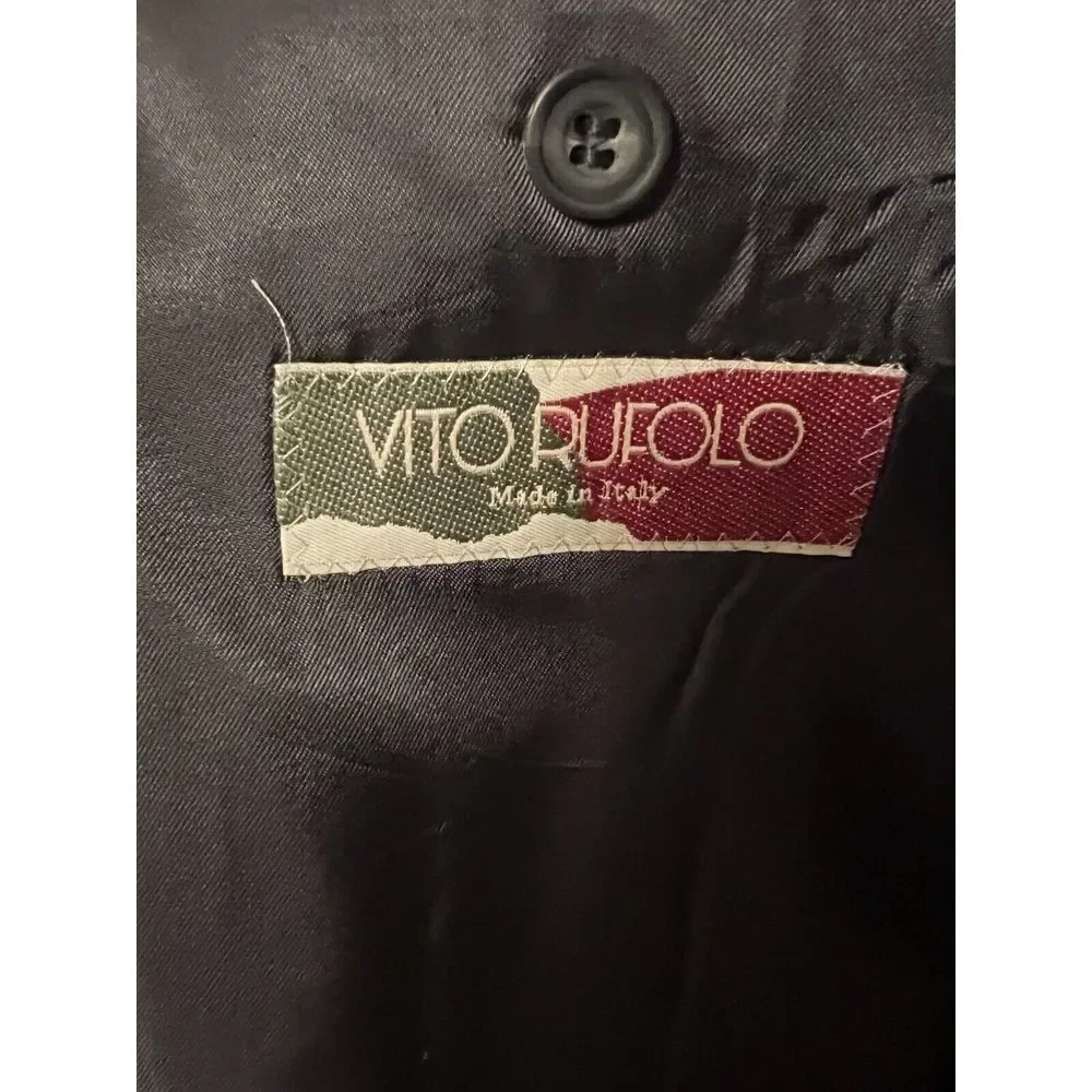 Vito Rufolo Italy Pinstripe Double Breasted Wool Blazer Dark Gray Men's Size 43